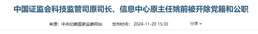 违规收受茅台、利用虚拟货币进行权钱交易，证监会科技监管司原司长姚前被双开，证监会科技监管司原司长姚前被双开，违规收受茅台、利用虚拟货币进行权钱交易